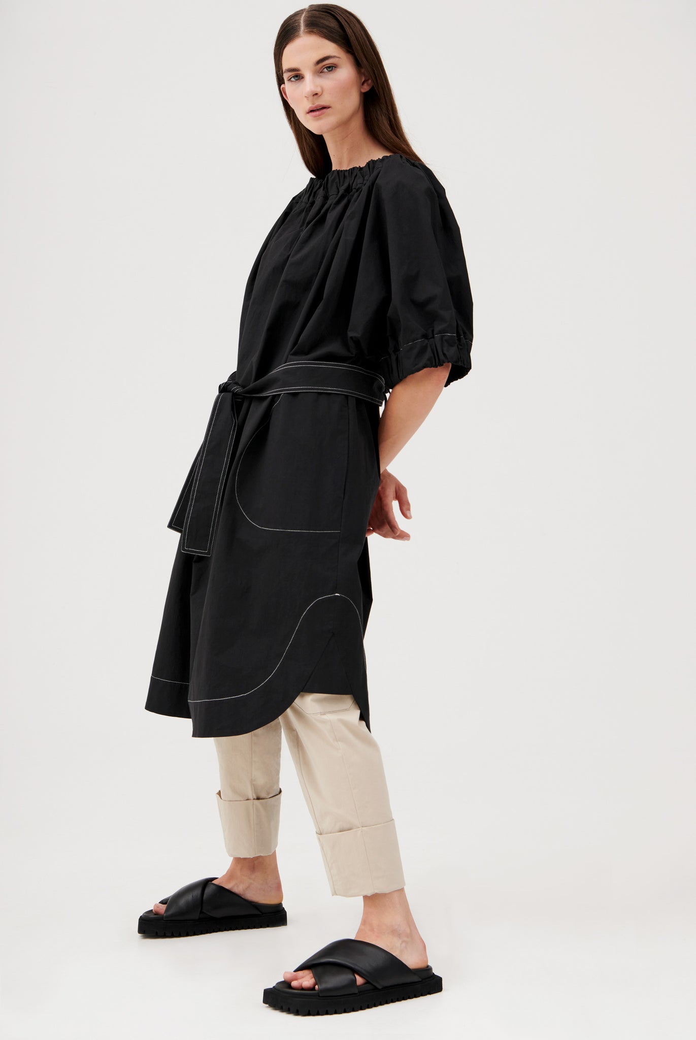 Cuspi Panorama Elasticated Dress and Cuffed Pant. Shop local and explore the latest collection of trans-seasonal styles designed and made in Melbourne, Australia. Cuspi: born with the desire to create considered high quality timeless pieces for everyday.