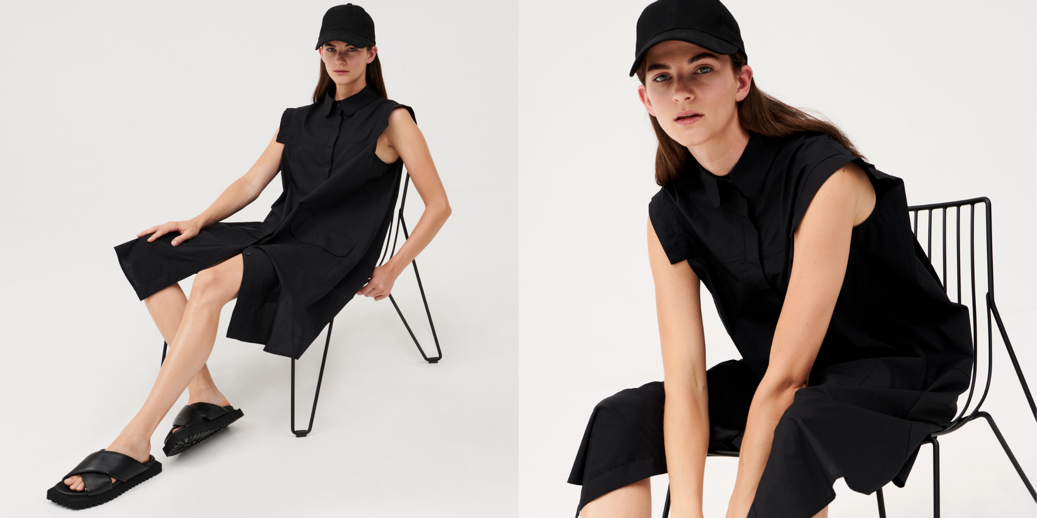 Cuspi Vision Shirt Dress in Black. Shop local and explore the latest collection of trans-seasonal styles designed and made in Melbourne, Australia. Cuspi: born with the desire to create considered high quality timeless pieces for everyday life.
