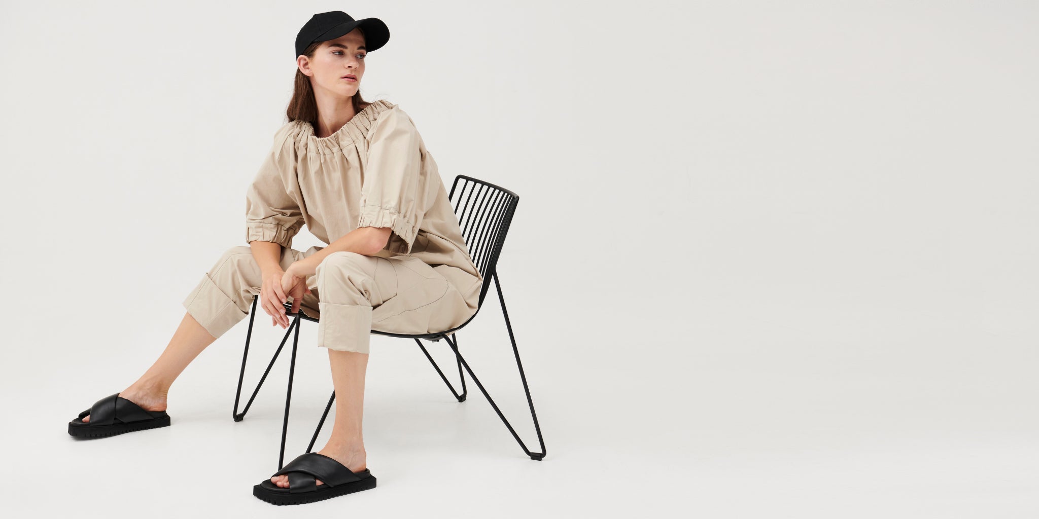 Cuspi Panorama Elasticated Dress and Cuffed Pant. Shop local and explore the latest collection of trans-seasonal styles designed and made in Melbourne, Australia. Cuspi: born with the desire to create considered high quality timeless pieces for everyday.